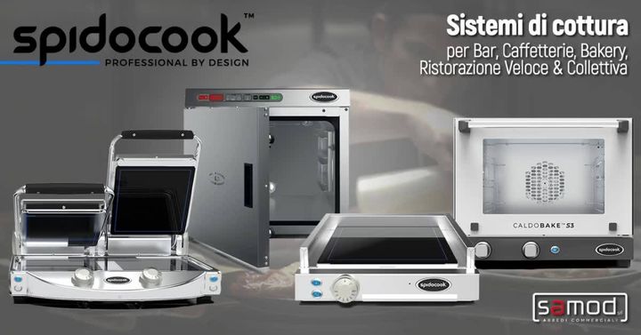 Spidocook produce sistemi di cottura per  Bar, Caffetterie, Bakery, Ristorazione Veloce & Ristorazione Collettiva innovativi per permetterti di offrire pasti in tempo record sempre con un eccellente qualità di cottura.